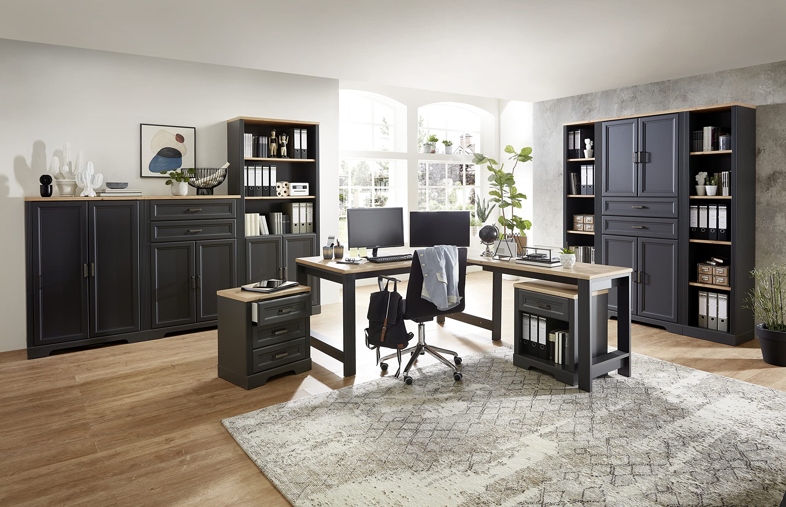 möbelando Büro-Set Bürokombi Arbeitszimmer Büroprogramm Büromöbel Jillana V (10-teilig)