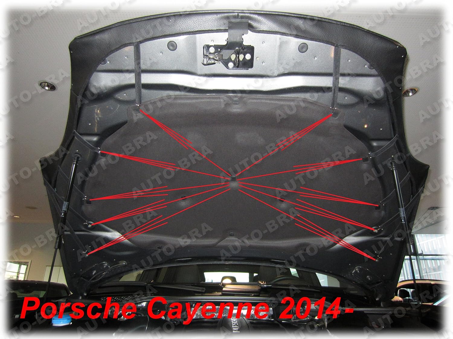 AB3-00162c Carbon Fiber Look Hood Bra Compatible with Porsche Cayenne Since 2014 Front End Nose Mask Bonnet Bra