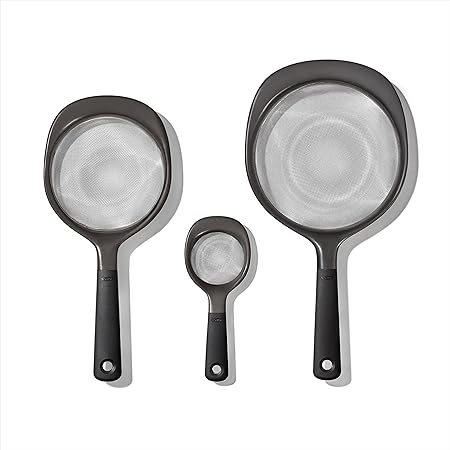 OXO Good Grips 3-Piece Strainer Set, Black