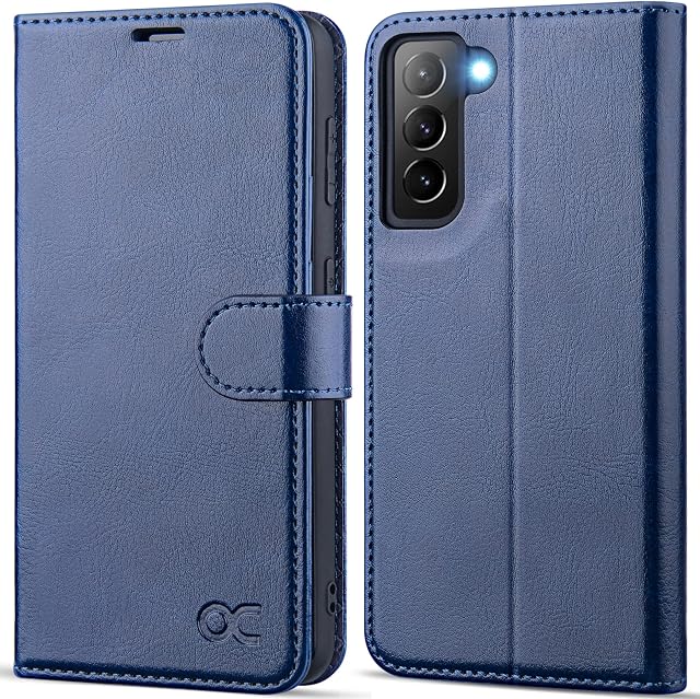 OCASE Compatible with Samsung Galaxy S21 FE 5G Case, Premium PU Leather S21 FE Phone Case [TPU Inner Shell][RFID Blocking][Card Holder Kickstand] Flip Wallet Cover for Galaxy S21FE 6.4 Inch,Blue