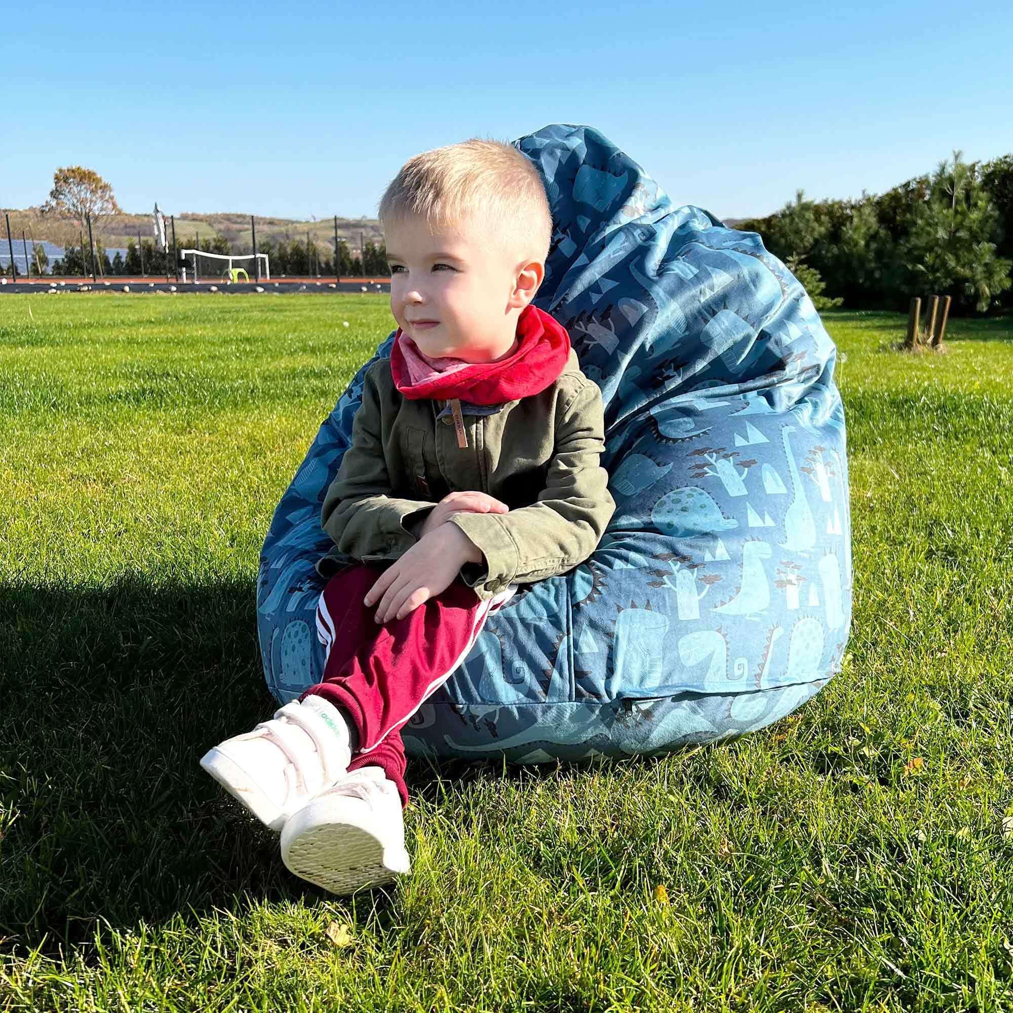 DreamRoots Sitzsack Kinder mit füllung - Bodenkissen Kinderzimmer 70 x 70 x 105 cm - Bean Bag - Bubibag - Kindersitzsack - Sitzkissen Boden