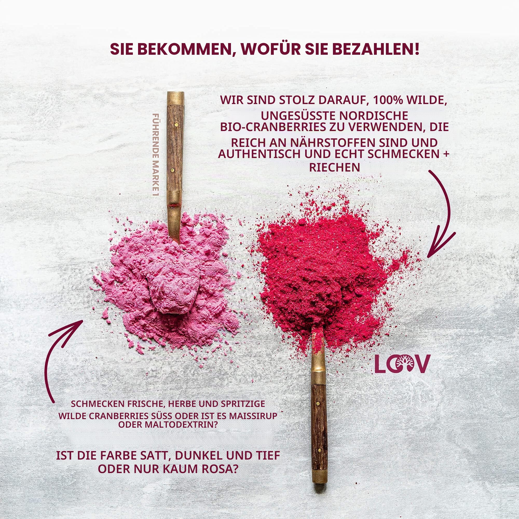 Gefriergetrocknetes Bio Cranberry-Pulver, 100% Ganze Cranberries, Getrocknet und Gemahlen, Wilde Nordische Ungesüßte Cranberries, 171 g, ohne Zuckerzusatz, Zusatzstoffe und Konservierungsmittel
