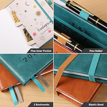 ZXHQ Academic Diary 2026-2027 Week to View A5, Mid Year Weekly Monthly Planner, Aug 2026 – Jul 2027, Hardcover, Colorful Tabs, Moon Phases, UK Holiday, Notes, Pen Set, Pocket, Size 5.9 × 8.5 - Teal