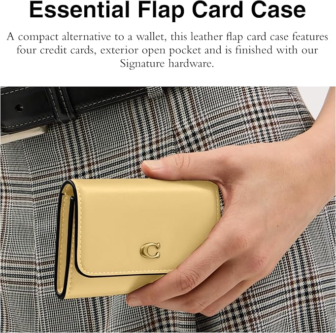COACH Polished Pebble Leather Essential Flap Card Case