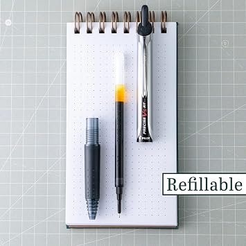 Pilot Precise V5 RT Refillable & Retractable Rollerball Pens, Extra Fine Point Pens 0.5 mm, Black, Pack of 6 - Ideal for School, Journaling & Office Writing