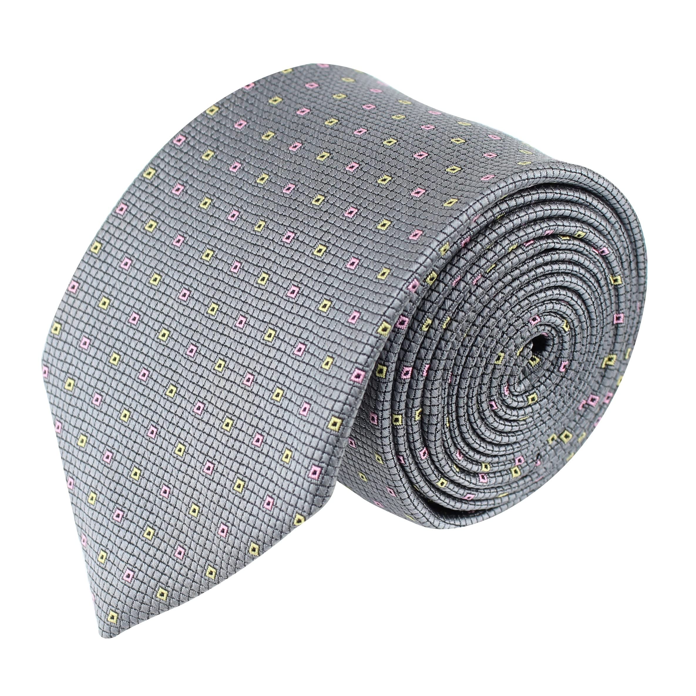 peluche Kovove Graceful Grey Checkered Neck Tie For Men-picture-23