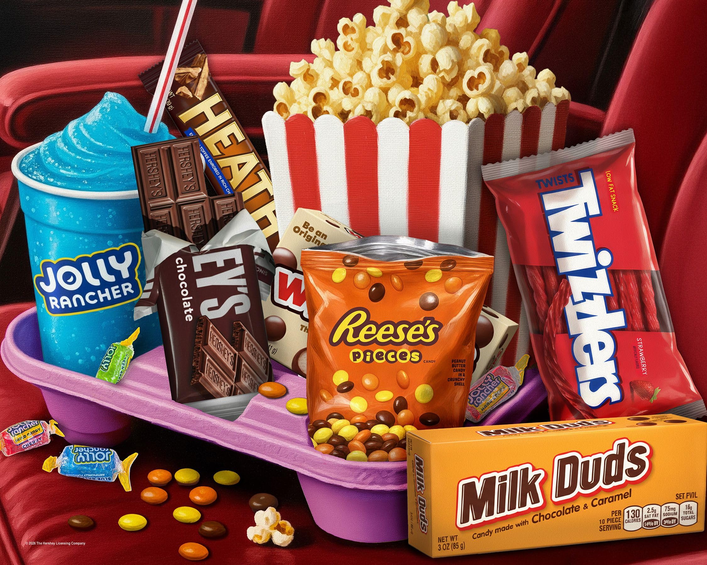 Springbok Movie Night Treats 1000 Piece Jigsaw Puzzle for Adults - Poster Now Included - Hershey's Snacks - Unique Cut Pieces - Made in USA