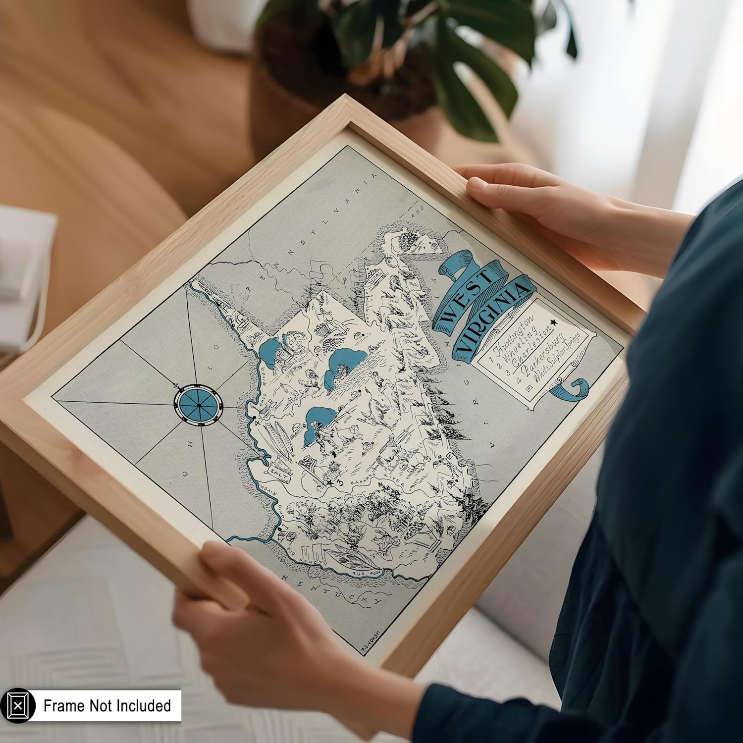 Poster Master Vintage West Virginia State Print - Retro Map Poster - Educational Art - Gift for Teacher, Student, Travel Lover - Wall Decoration for Classroom, Office, Dorm - 24x32 Unframed Wall Art
