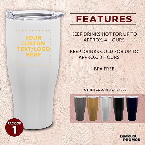 Miniatura 116 de Tazas de viaje personalizadas de acero inoxidable de 27 onzas, juego de 10, paquete personalizado a granel, perfectas para café, refrescos, otras