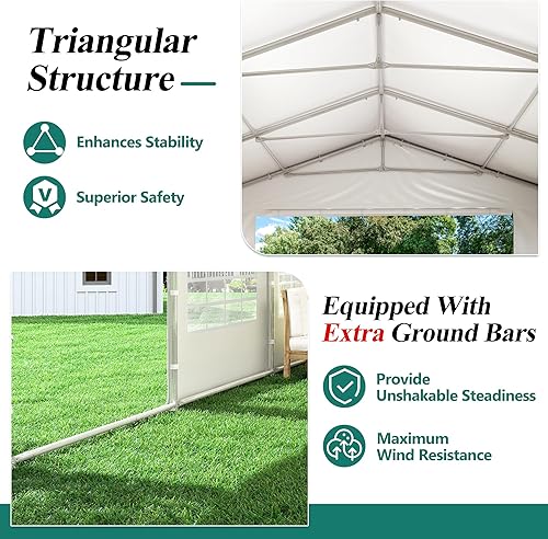 Miniatura 9 de GARTOO Tienda de campaña resistente de 20 x 20 pies  Toldo de refugio para eventos de boda al aire libre con pared lateral extraíble y 4 bolsas de