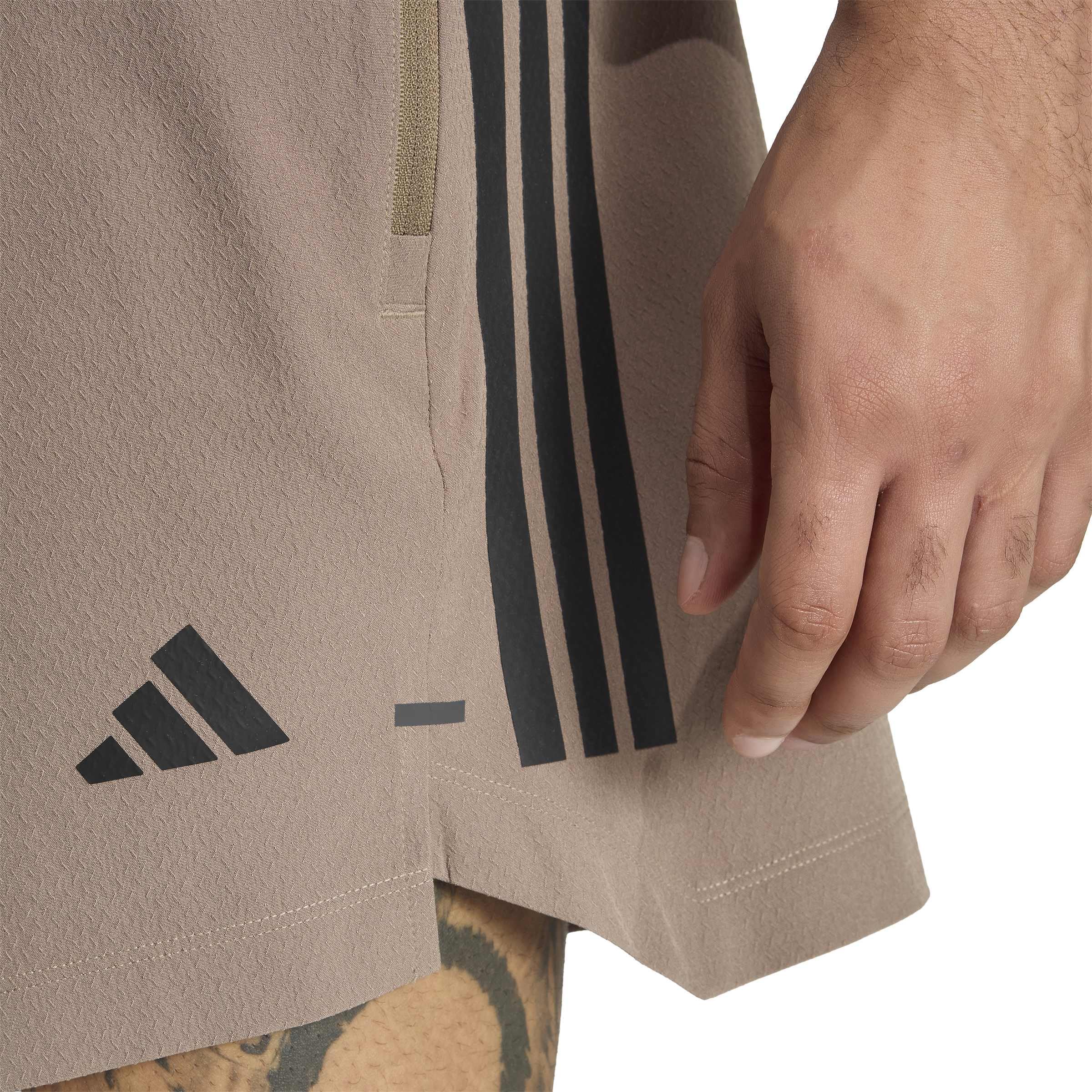 adidas Uomo D4T Primelift 3 Stripes Shorts, Khaki Six, XXL