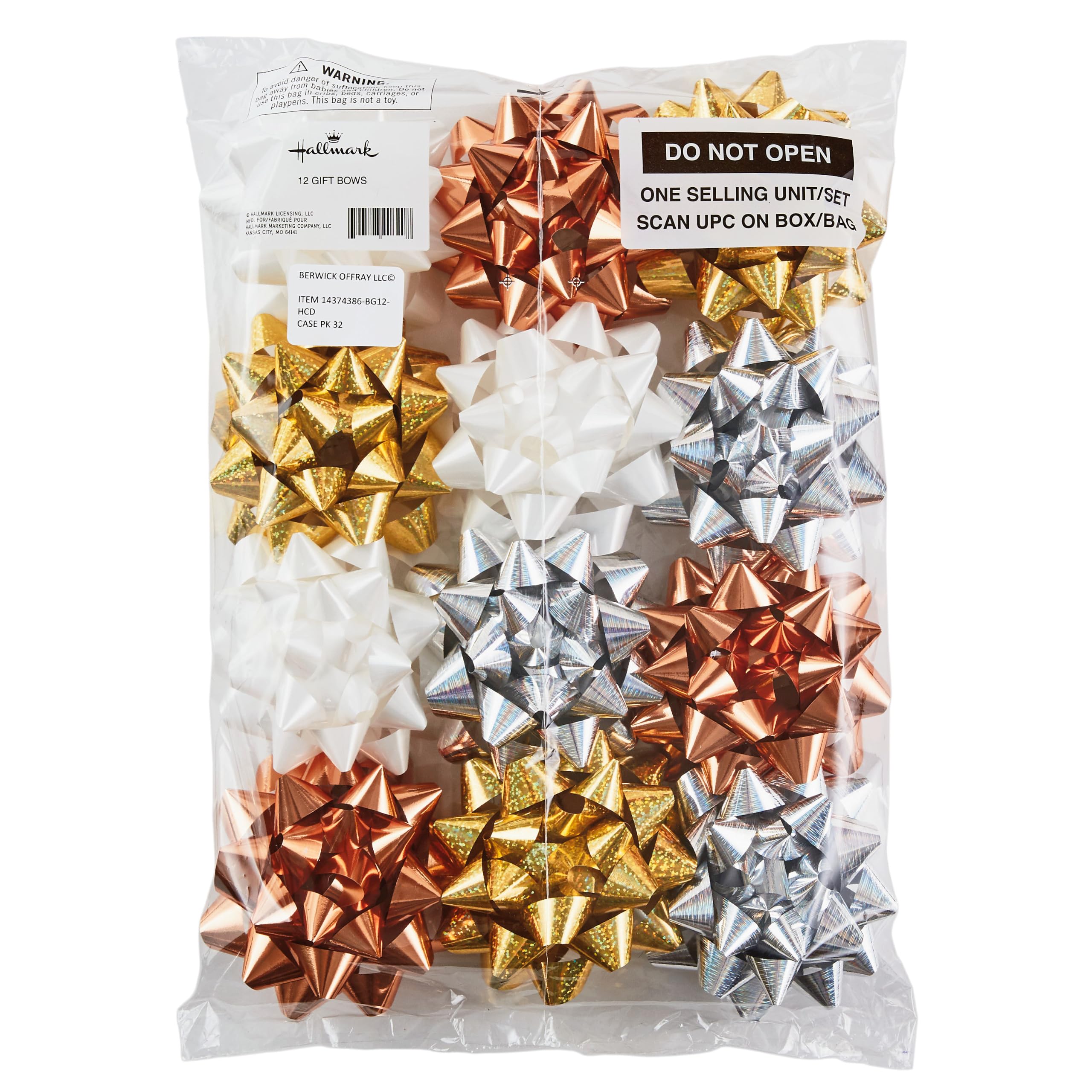 Hallmark Geschenkschleifen-Set, 12 Stück (Gold, Silber, Bronze, Weiß) für Geburtstage, Muttertag, Hochzeiten, Brautduschen, Jede Gelegenheit