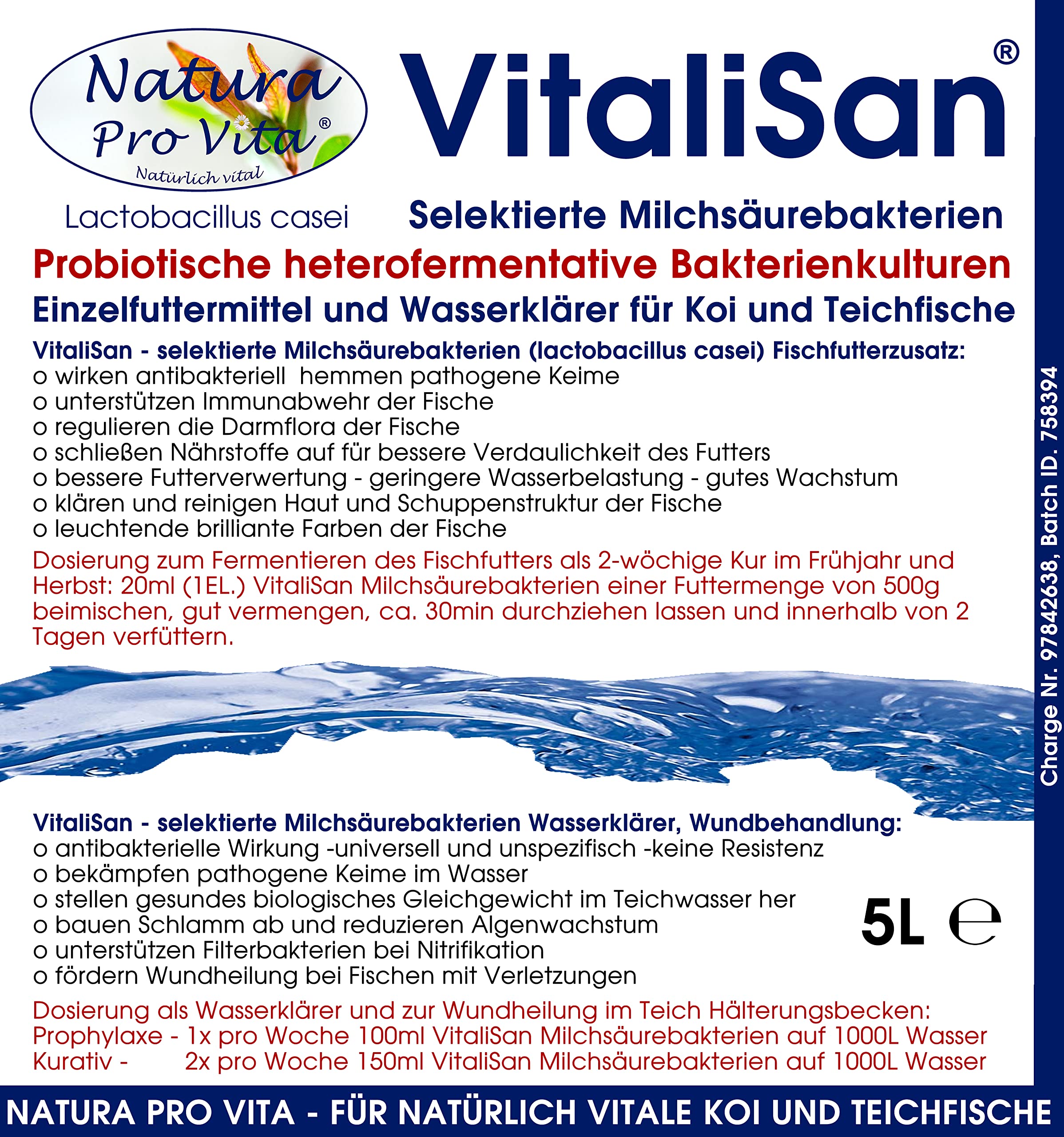 Filterbakterien Koi Teich Milchsäurebakterien klares Wasser baut Schmutz ab algenfrei biologisches Gleichgewicht antibakteriell Wundheilung Koi 20L