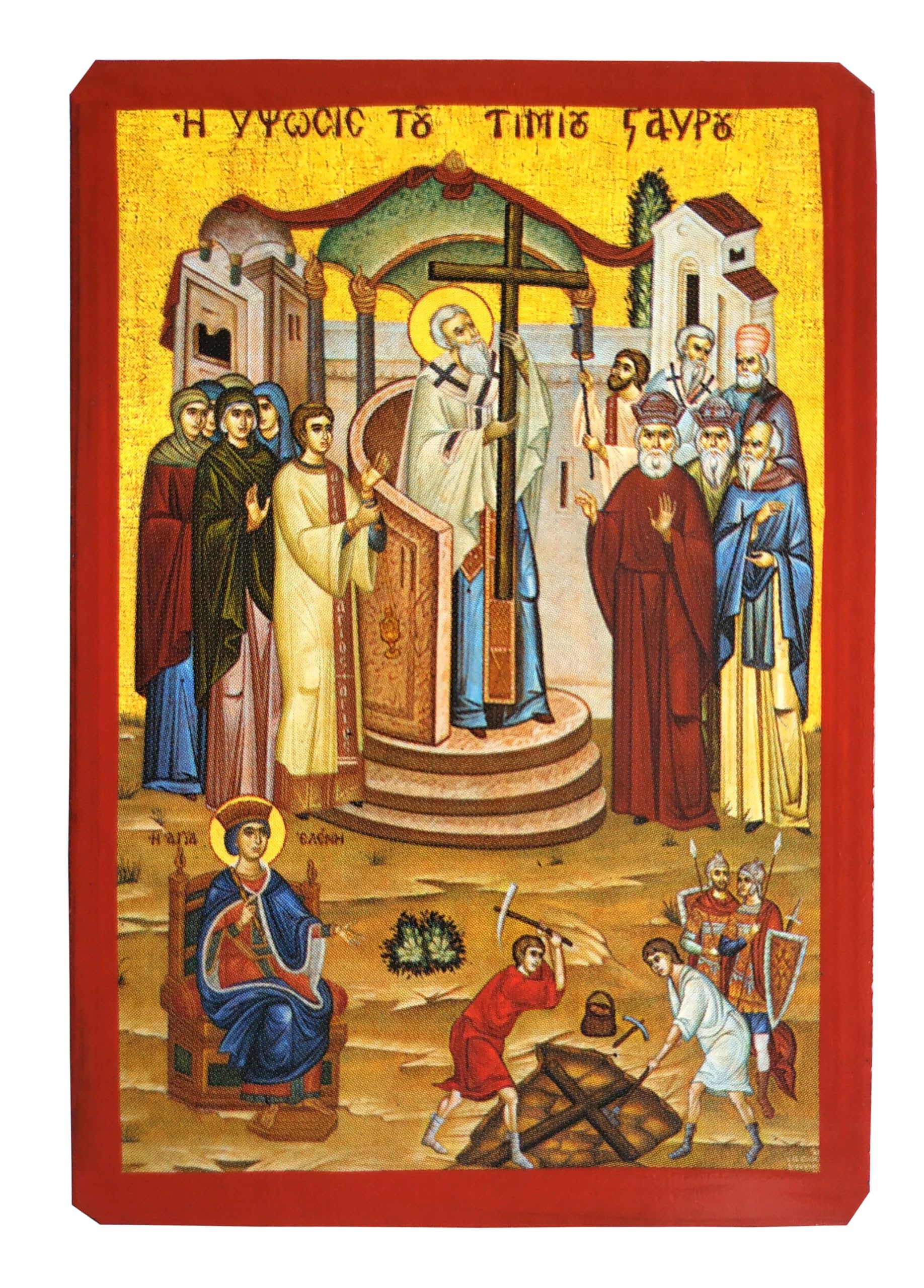 EXALTATION AND FINDING OF THE HOLY CROSS - Greek Byzantine Orthodox Icon