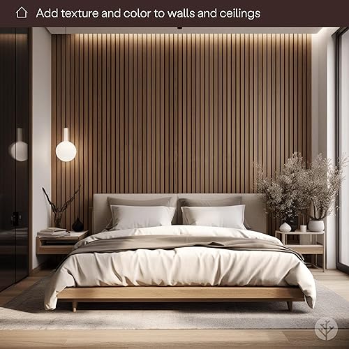 Miniatura 2 de Dos paneles de lama acústica de chapa de pared de madera, 240 x 32 cm cada uno, paneles insonorizados, absorción de sonido, 2 cm de profundidad,