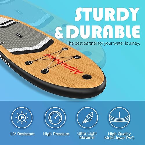 Miniatura 5 de Tabla de remo inflable de 10 x 30 x 6 pulgadas con accesorios de SUP y mochila. Cubierta antideslizante, postura amplia, aleta inferior, bomba de