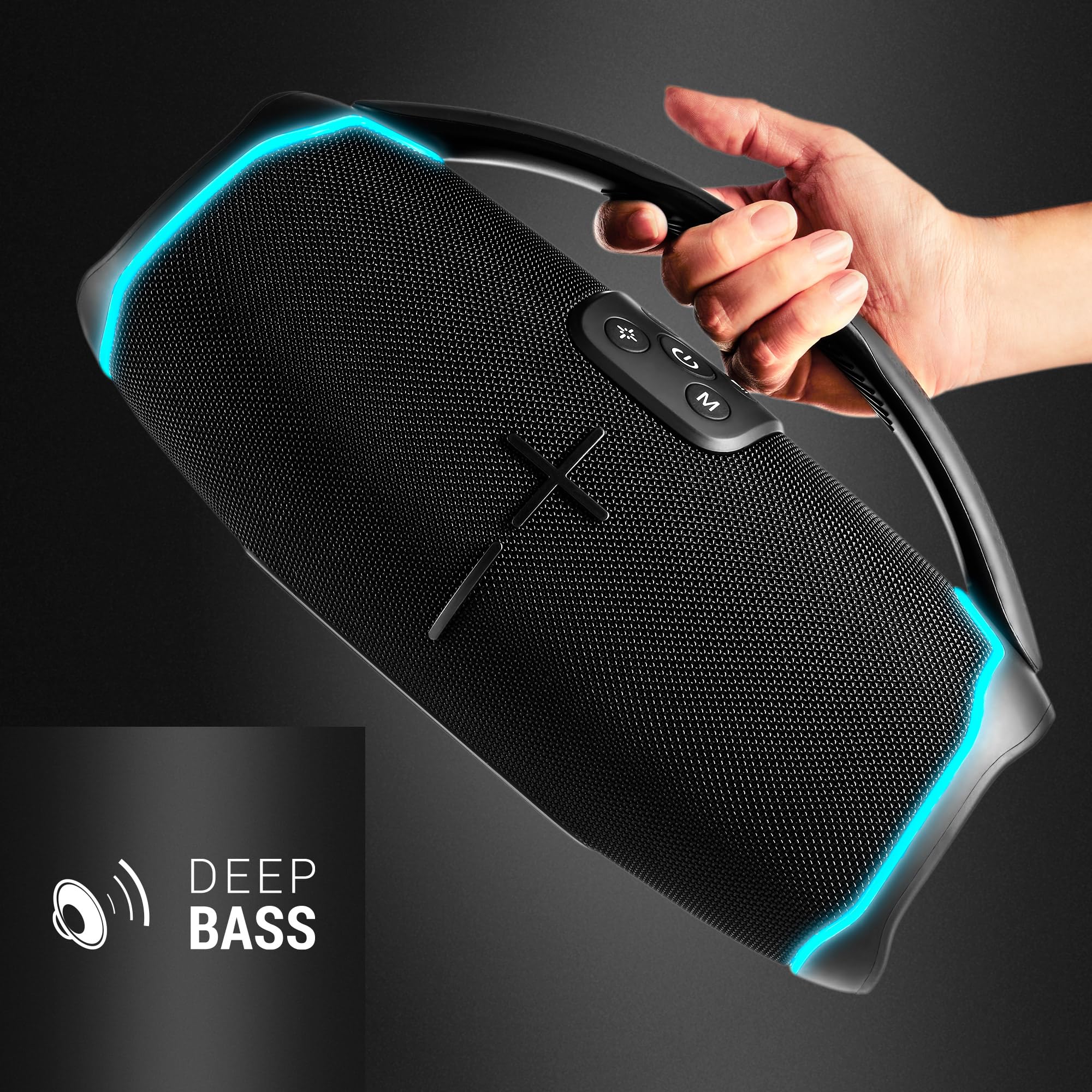 Energy Sistem TempoRave Altavoz Bluetooth Potente 80W con Deep Bass Bluetooth 5.3 True Wireless Stereo IPX6, 15H de bateria Luces LED RGB y MP3 USB/microSD