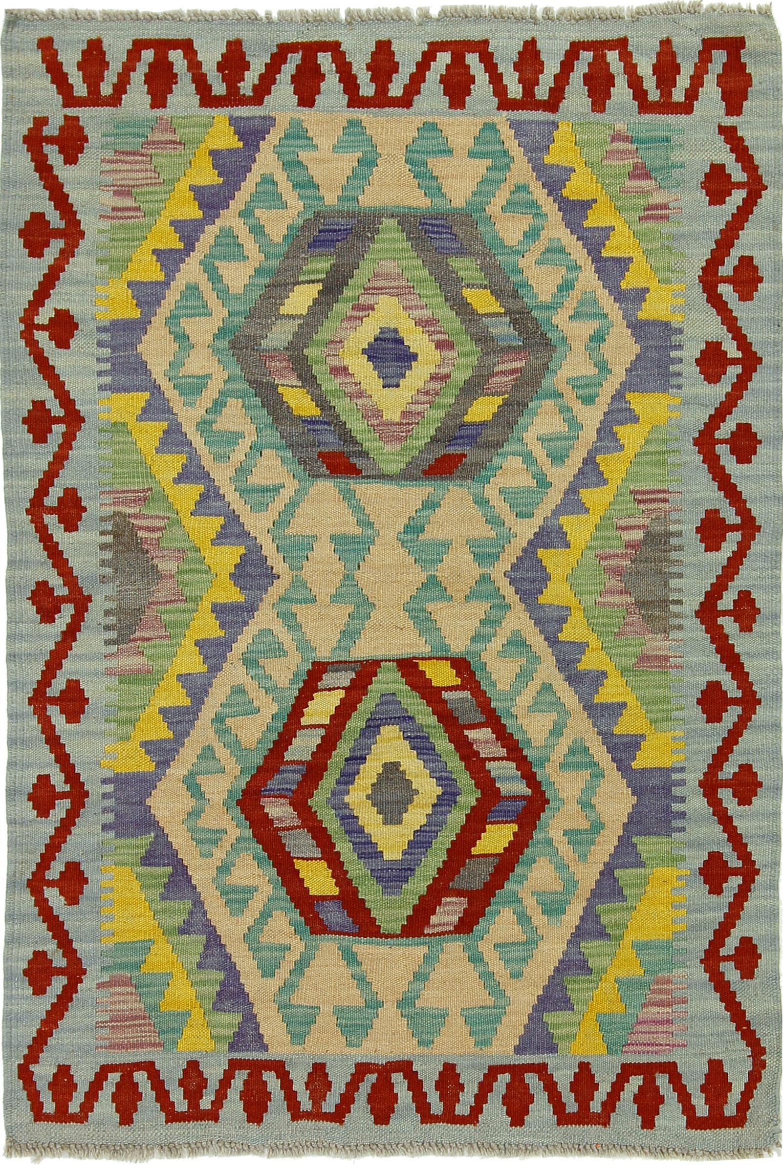 Kilim afghan en laine 82x121 cm pour un salon bohème chaleureux