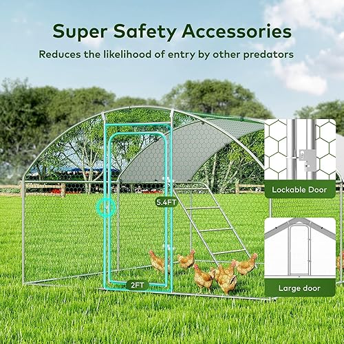 Miniatura 19 de Gallinero grande de metal para gallinero con cubierta residente de agua para casa de conejos, corral de pollo al aire libre para patio, techo