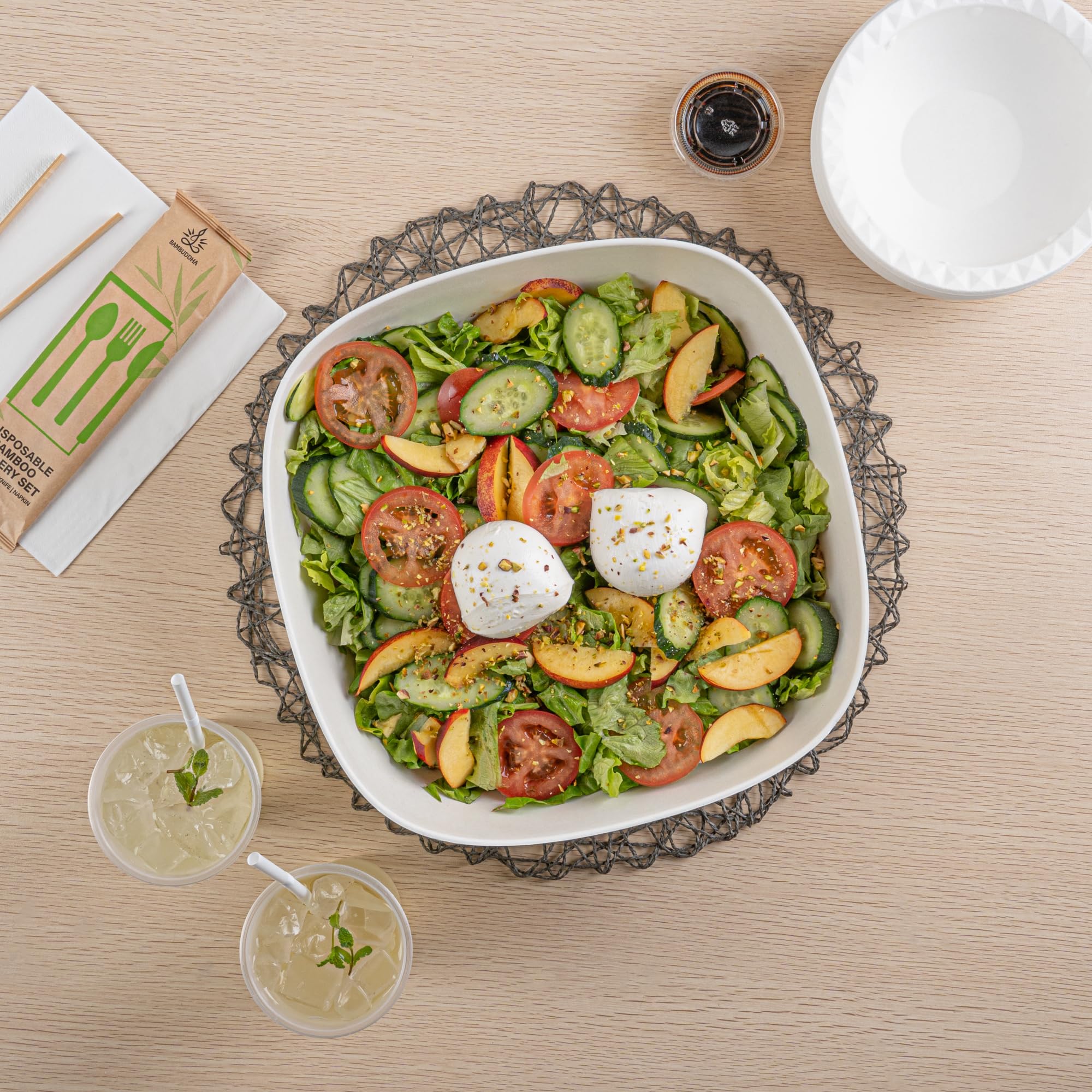 Restaurantware Pulp Safe Modular No PFAS añadido 5,386.4 g White Sugarcan/Bagasse Bowl – Home Compostable – 11 3/10.2 cm x 11 3/10.2 cm x 10.2 cm – Caja de 100 unidades