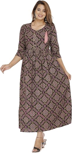 Women's Cotton Anarkali Maternity Feeding Kurti