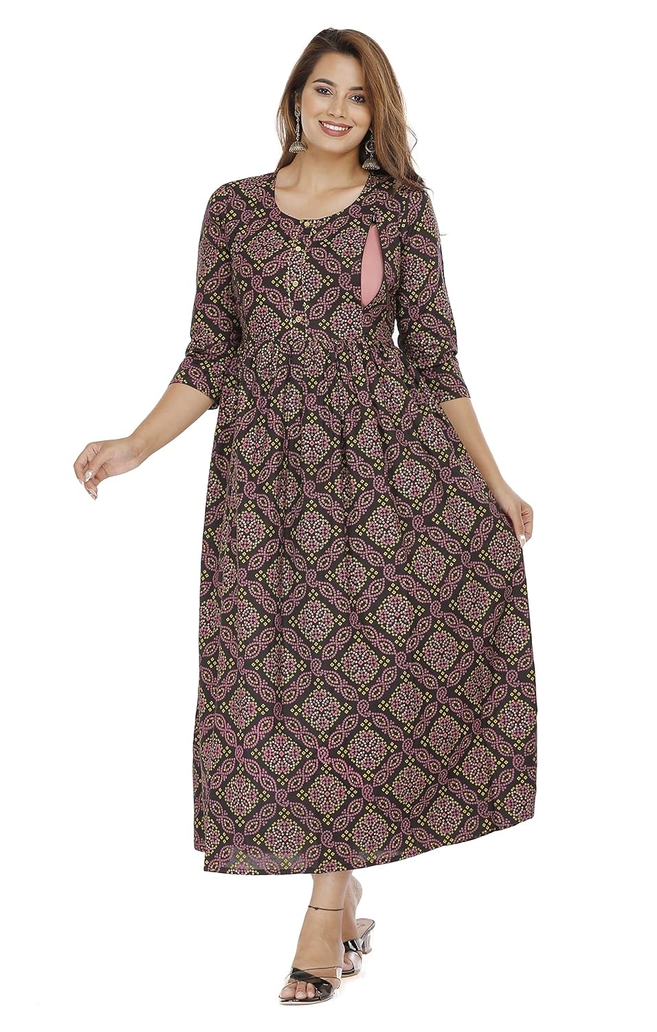 Women's Cotton Anarkali Maternity Feeding Kurti