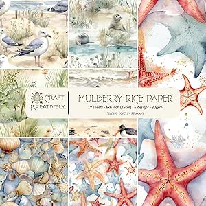 Amazon.com: Decoupage Rice Paper, 6 x 6 inch (18pc) - Seaside Beach ...