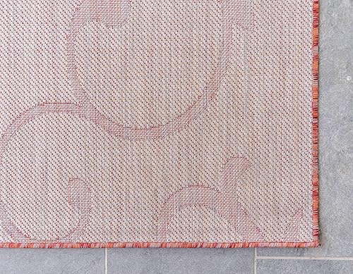 Miniatura 8 de Unique Loom Outdoor Botanical Collection - Alfombra rizada, 6 pies 1 pulgada x 9 pies, rectangular, rojo óxidomarfil