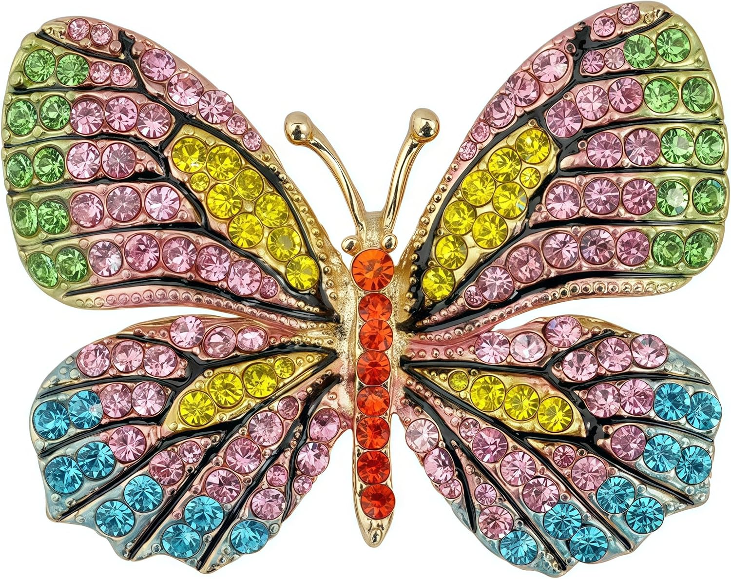 6PCS Multicolor butterfly brooch pins for women fashion butterfly brooches Lapel pins set Crystal Rhinestone Ladies Gorgeous Butterfly Brooch for Bride, Prom, Bridal - Image 5