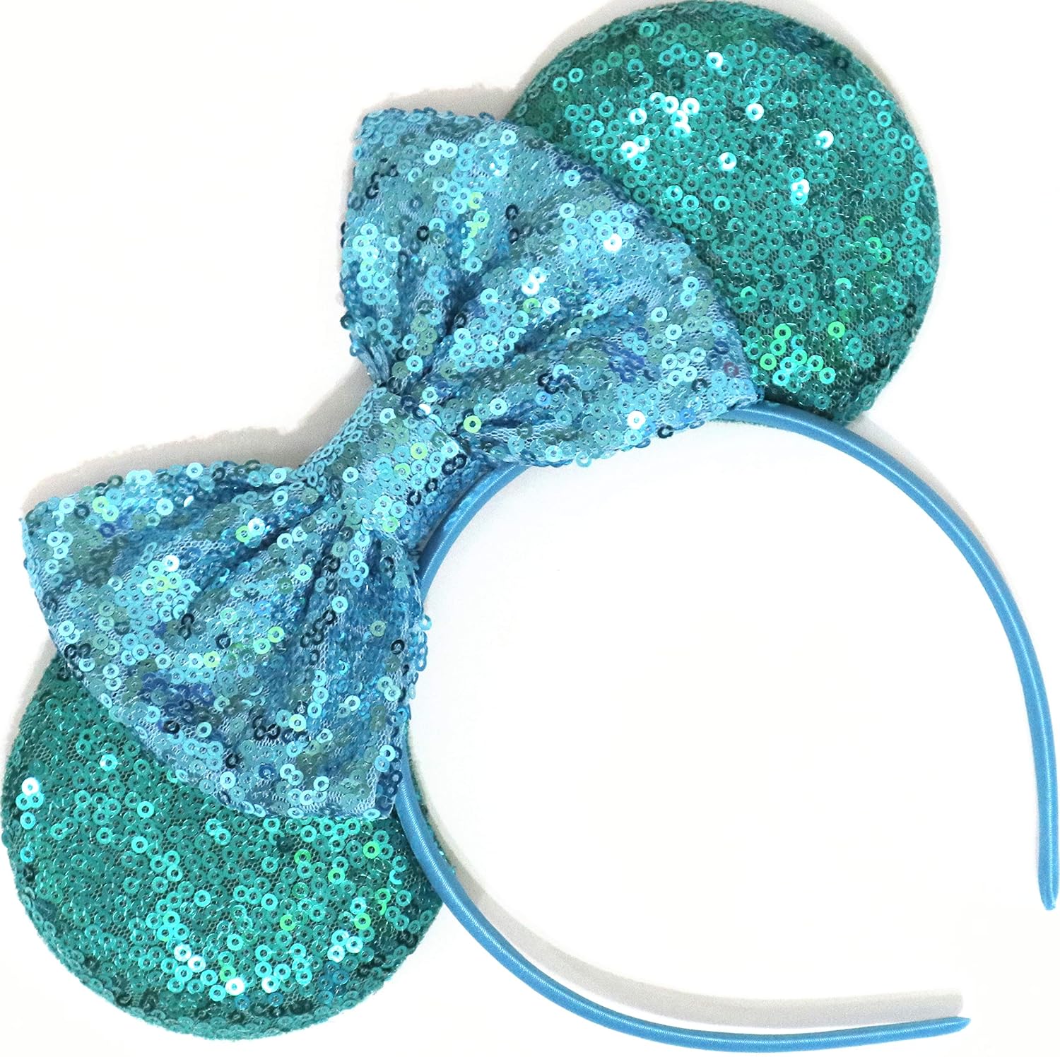 CLGIFT Minnie Mouse Teal Ears (Ocean Blue), 1 Count (Pack of 1), Handmade, Costume Headwear, for Children, Disney fans, All Ages or Unisex, Female, Teal