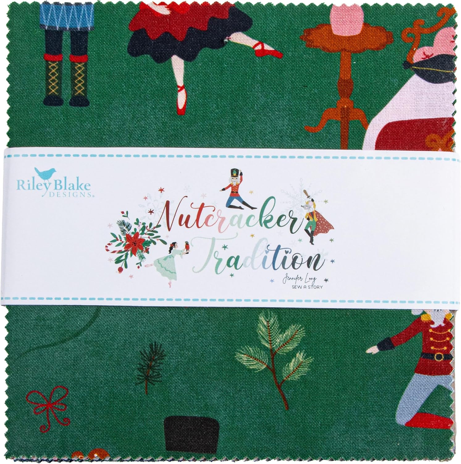 Jennifer Long Nutcracker Tradition 5" Stacker 42 5-inch Squares Charm Pack Riley Blake 5-17670-42