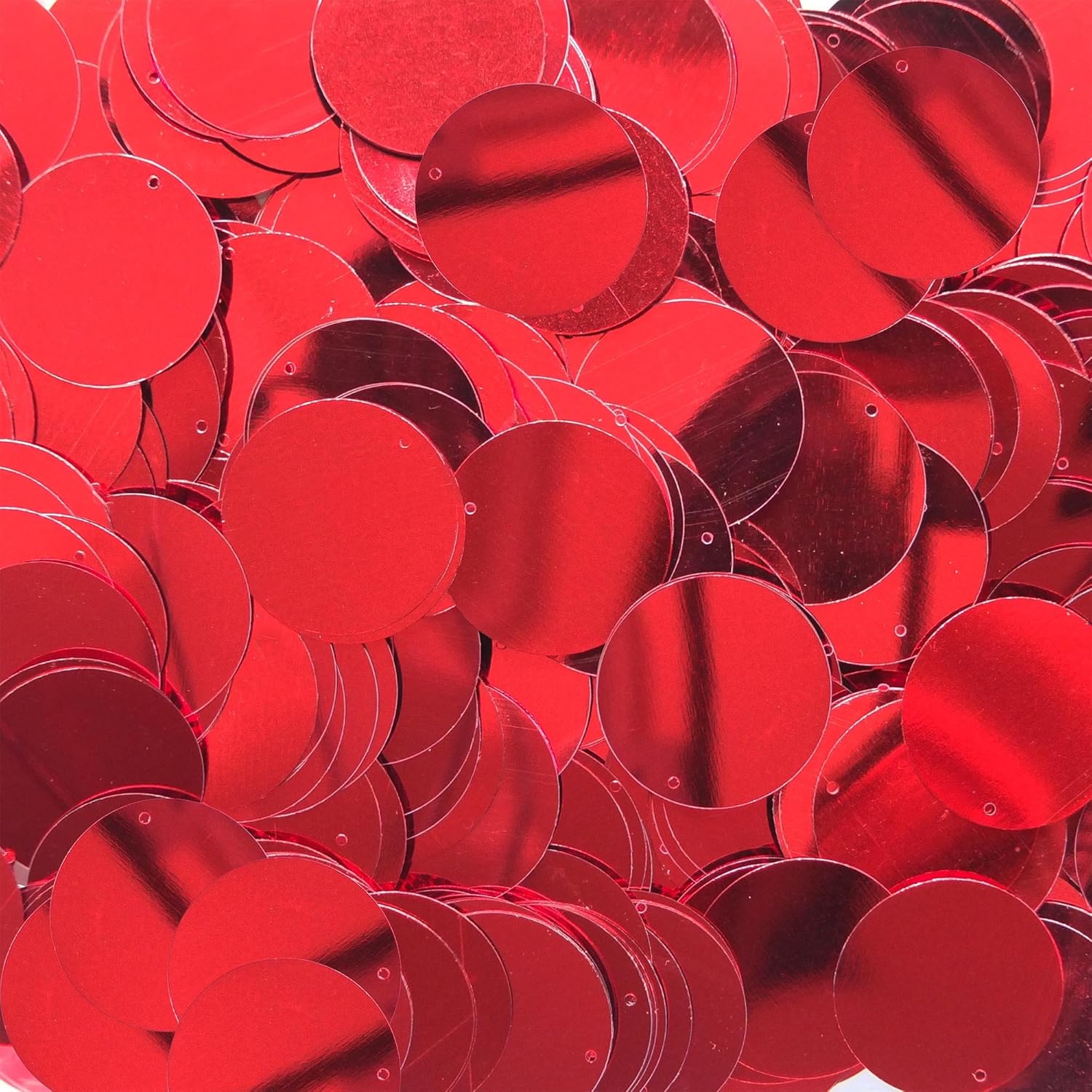 24mm (1) Flat Round SEQUIN PAILLETTES ~ Red Metallic Premium ~ Loose sequins for embroidery, bridal, applique, arts, crafts, and embellishment.
