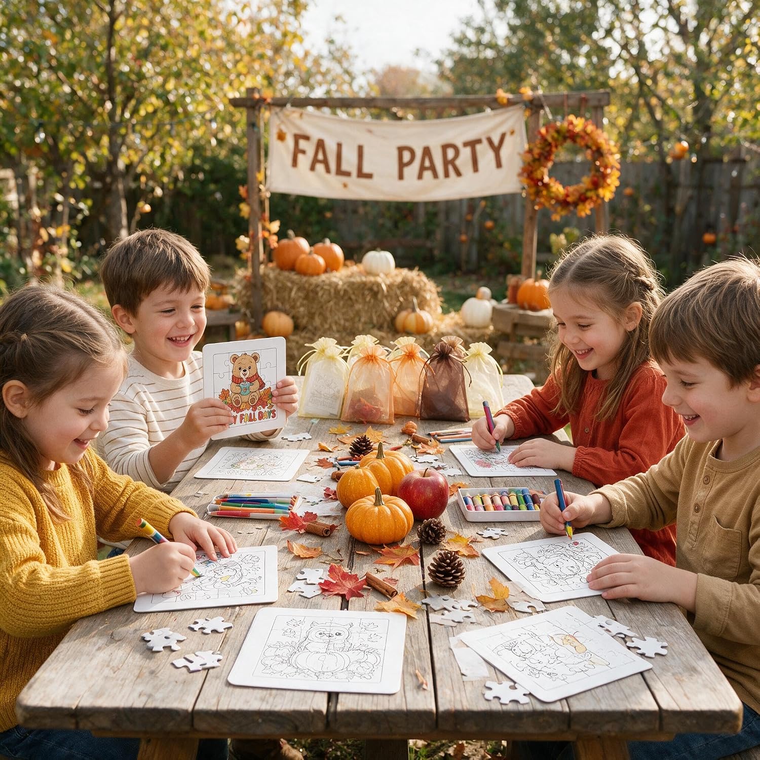 Zoyeven 24 Pcs Fall Crafts for Kids Adults DIY Jigsaw Puzzle Coloring Art Kit Autumn Party Favors Thanksgiving Classroom Activities Supplies Bulk School Projects Group Fun Gift image 4
