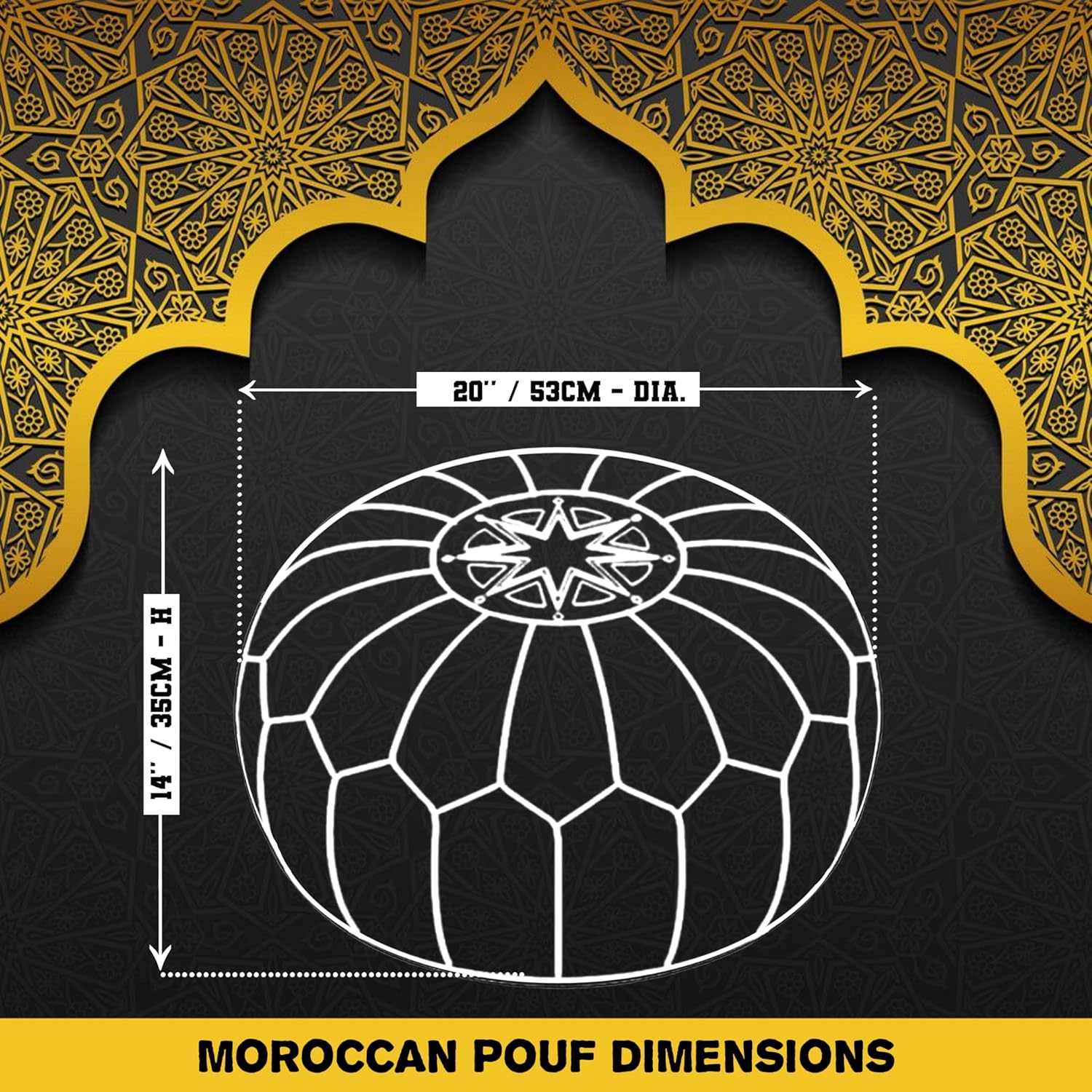 ARTOUARZAZATE Premium Moroccan Leather Ottoman Pouf Cover, Ottoman Footstool Hassock 100% Real Natural Leather pouffe, Home Gifts, Wedding Gifts, Foot Stool (Brown)