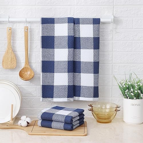 Miniatura 7 de Mordimy Toallas de cocina 100% algodón con tejido de gofre, 13 x 28 pulgadas, paños de cocina súper suaves y absorbentes para secar platos, paquete