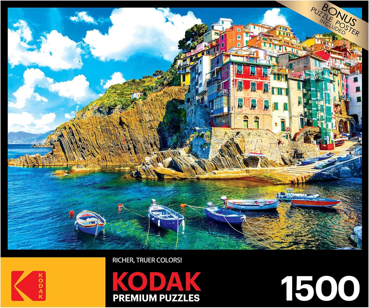 RoseArt - Kodak Premium - Cinque Terre Riomaggiore Village Italy - 1500 Piece Jigsaw Puzzle for Adults