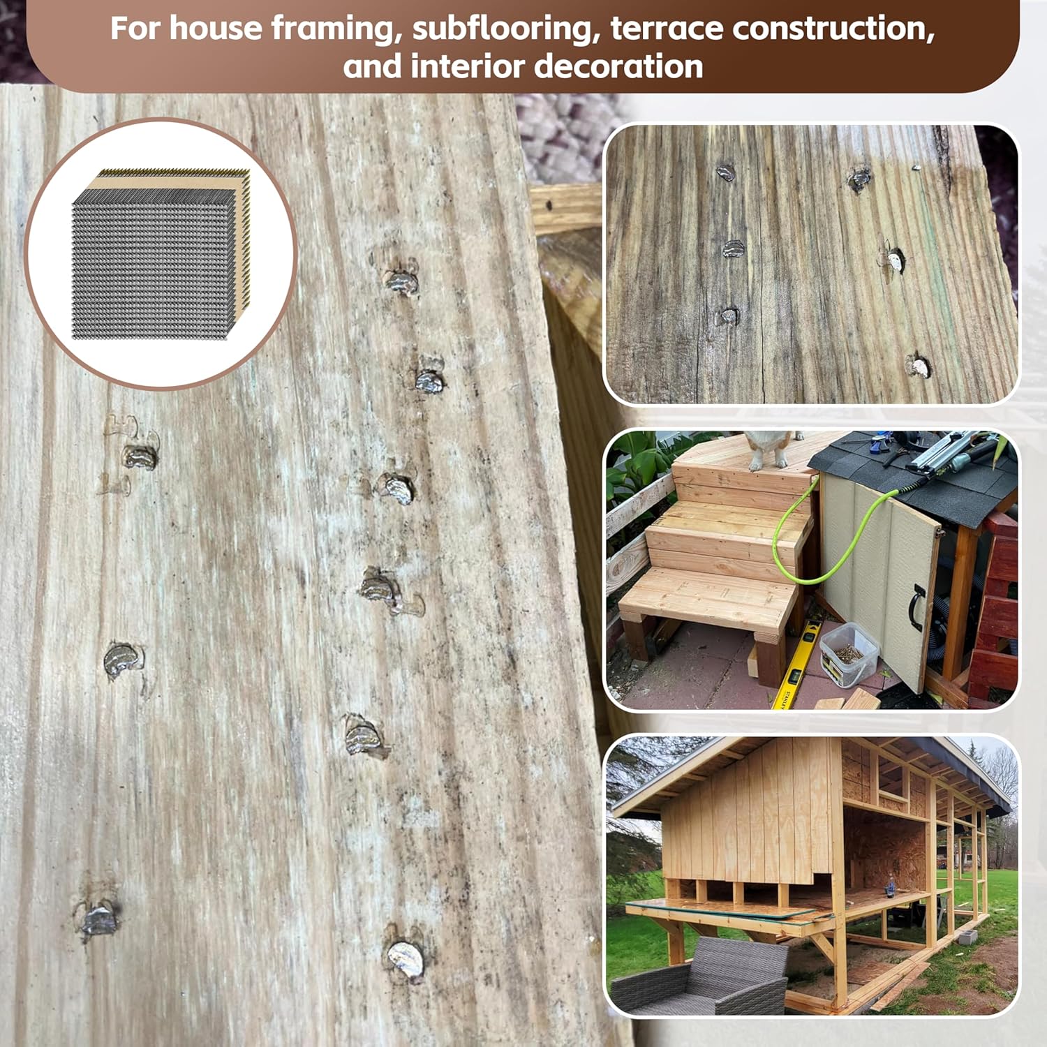 34 Degree Framing Nails,3"×.122"Ring Shank,D Head Nail,Anti-rust coating Paper Tape Strip Nails,1,000 Count
