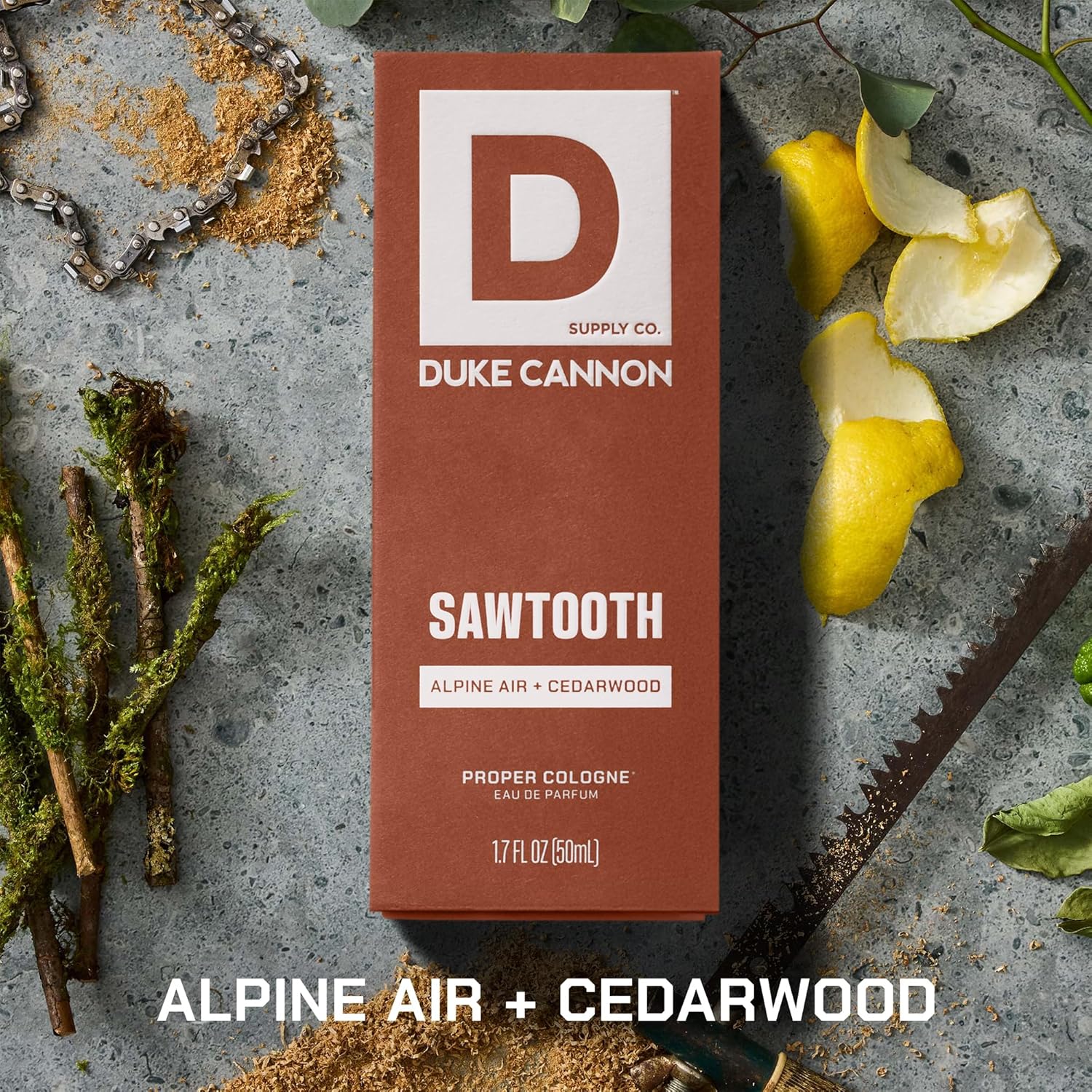 Duke Cannon Proper Cologne Sawtooth | Men's Eau de Parfum | Alpine Air and Cedarwood | Fresh, Woodsy, Long-Lasting Scent | 1.7 fl oz