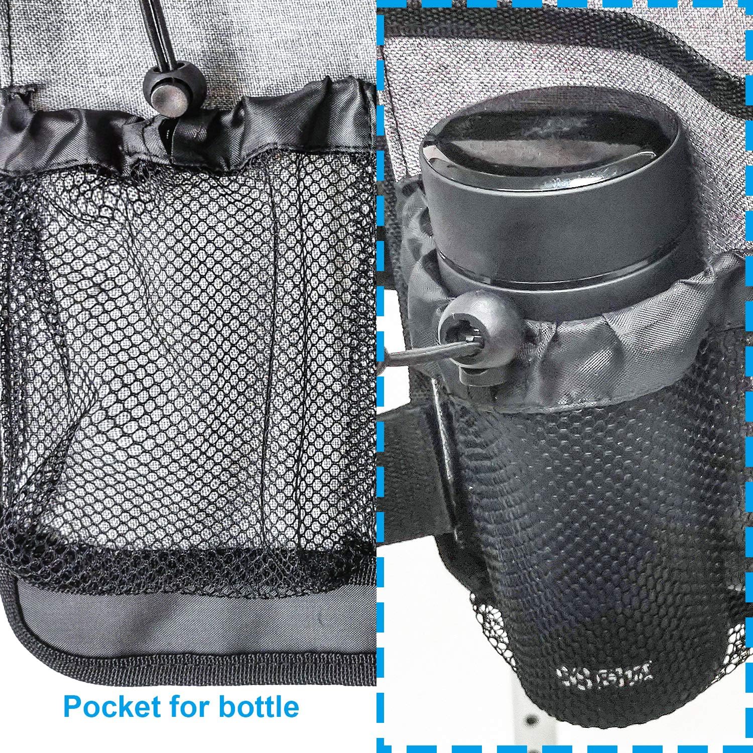 BVMAG Walker Bag Pouch Basket Armrest Attachments Hand Free Storage Bags with Cup Holder Water-Resistant for Folding Walkers, Rollator Accessories Suit for Elderly, Seniors, Handicap, Disabled (Gray) : Health & Household