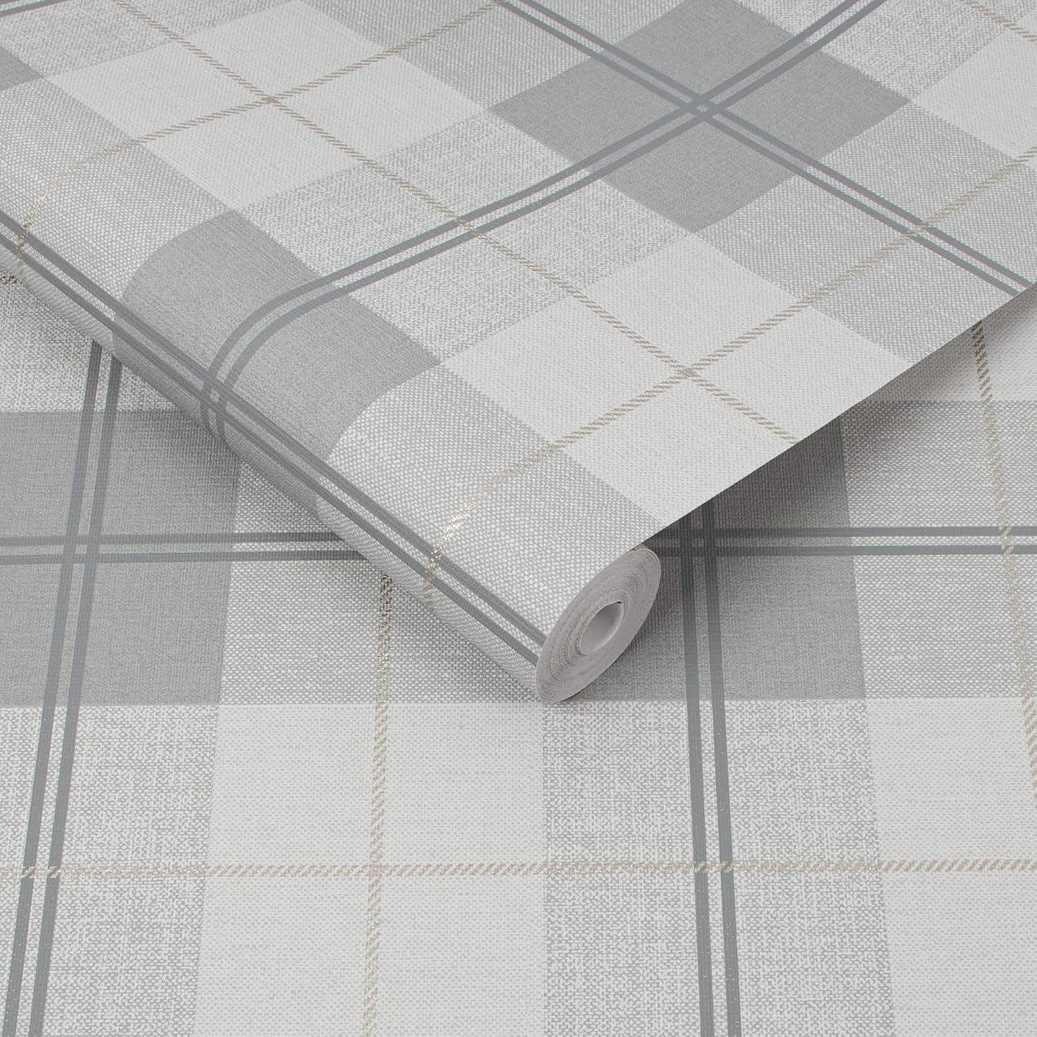 Graham & Brown Heritage Tweed Grey Wallpaper, Gray