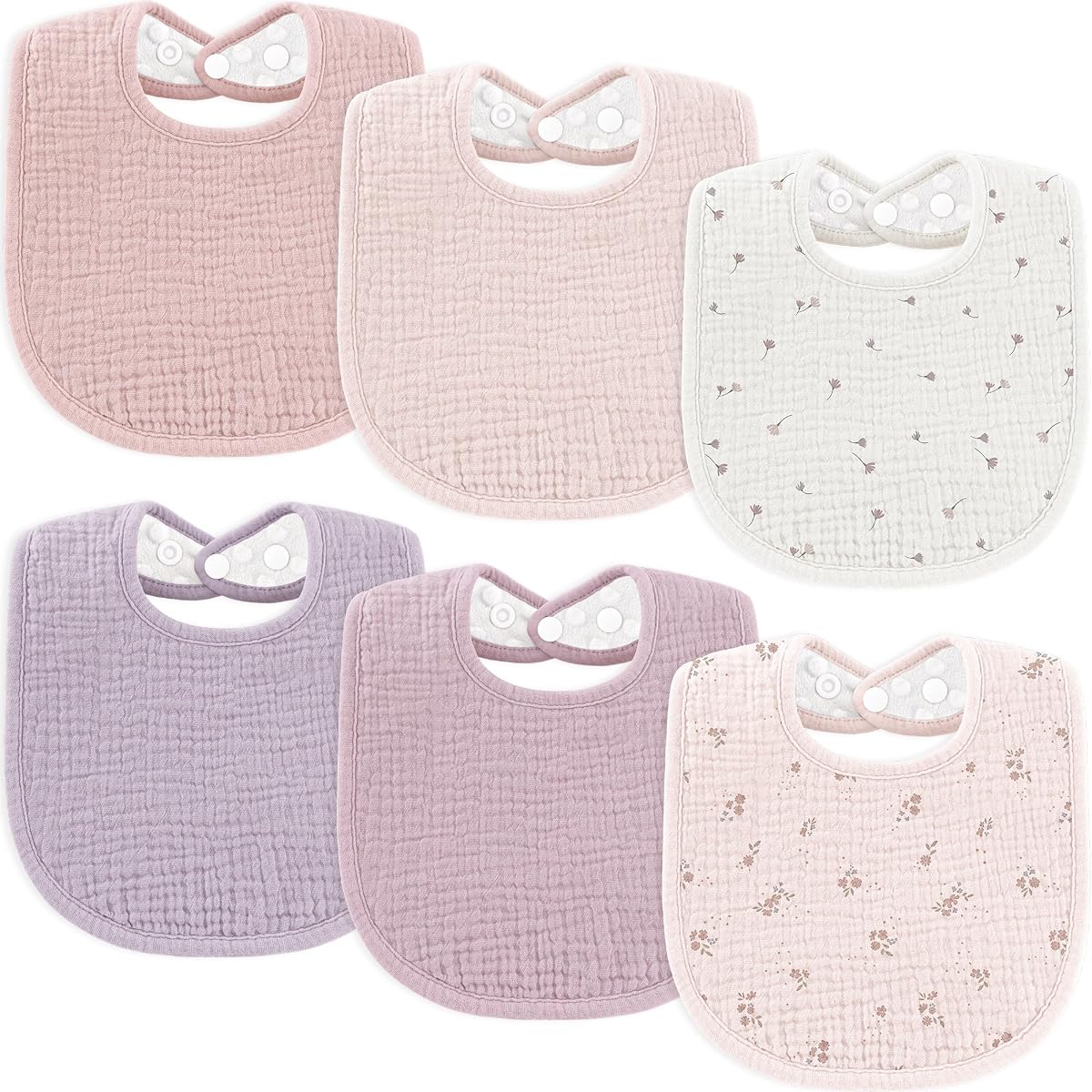 Susurration Baberos de muselina para bebé, paquete de 6 baberos de bandana ajustables y cuadrados suaves para niñas y niños unisex