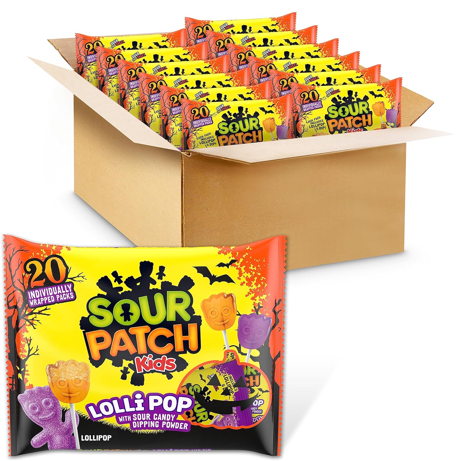 SOUR PATCH KIDS Orange & Purple Halloween Candy Lollipops