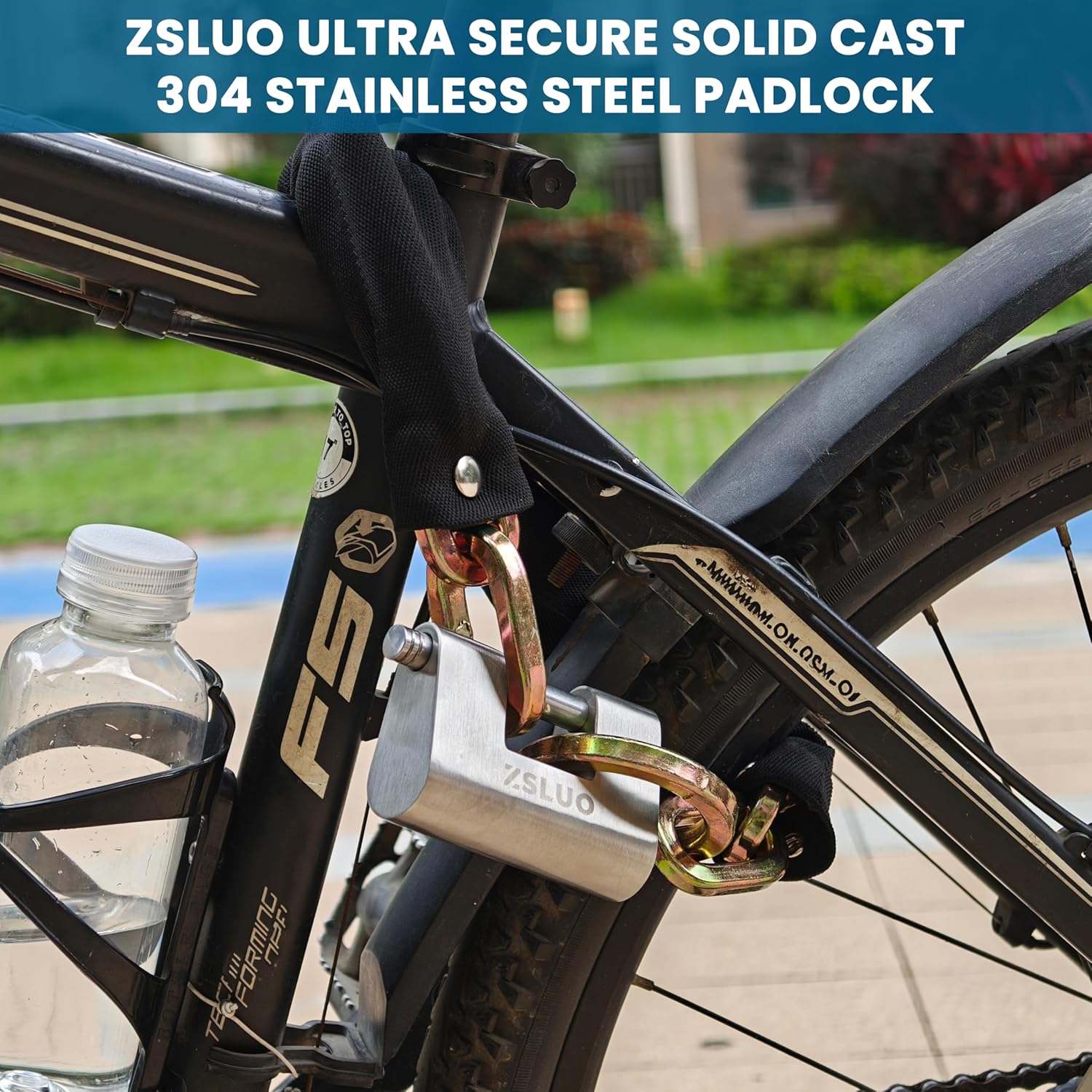 Heavy Duty Security Padlock: Stainless Steel, Anti-Theft, Solid Cast Body - 7/16" Weather/Cut Resistant Shackle - for Trucks, Warehouses, Gates, 4 Keys image 6 of 9 B0F7FPTG6T