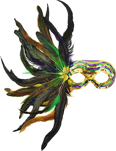 Mask It 48037 Mardi Gras - Máscara de satén y lentejuelas