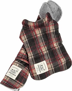 Pet Life Touchdog 2-Piece Set Tartan Plaid Fashion Fall and Winter Dog Jacket - Wool Dog Coat with Matching Reversible Pet Mat
