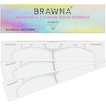 Brawna Eyebrow Ruler - 50 Pcs Clear Adhesive Shaping, Henna Tinting and Microblading Kit Stencils - Disposable Extensions Shaper Tool for Women - Microblading Supplies