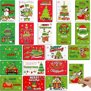 Nuanchu 80 Pcs Green and Red Christmas Postcards Bulk 4 x 6 Inch Merry Christmas Cards Reprint Xmas Greeting Cards Set for Friends Relatives Holiday Party, 20 Designs