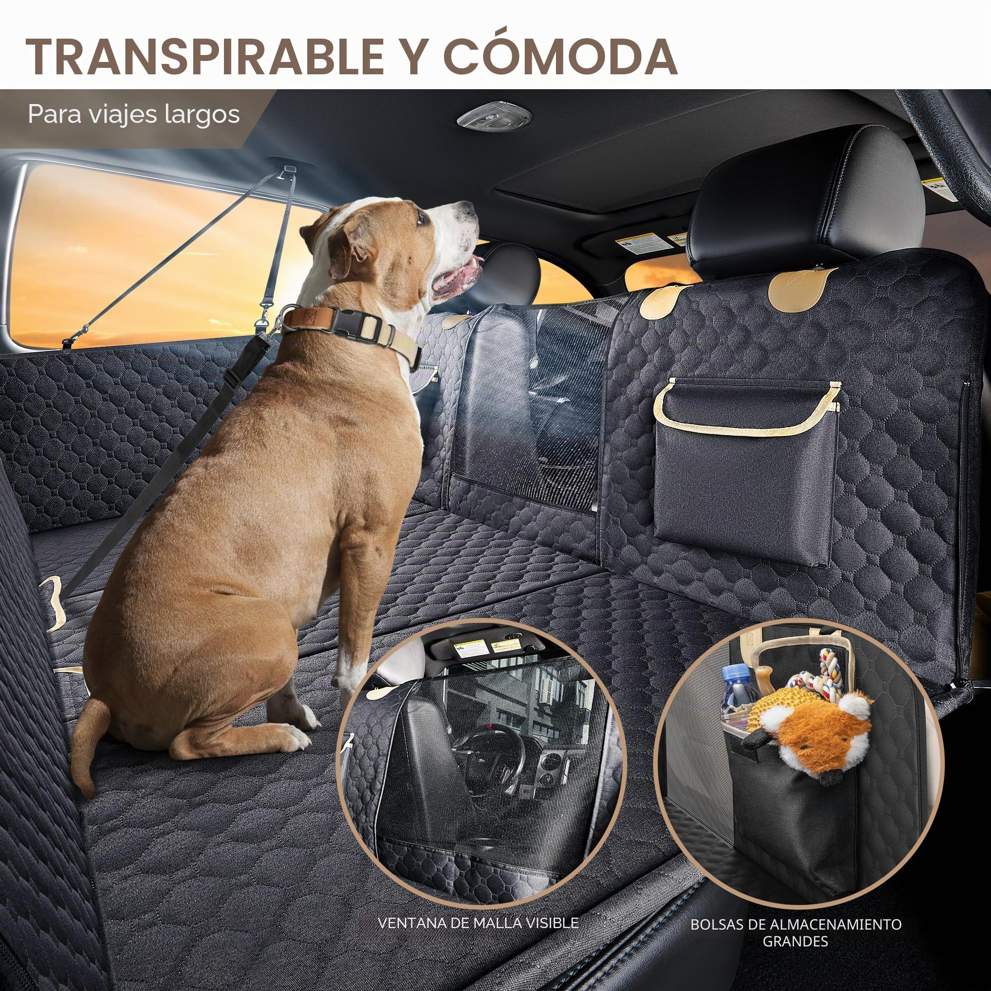 SHARLOVY Extensor de Asiento Trasero para Perros,Funda de Asiento de Coche Grande y Dura para Perros. (Negro para Camiones Grandes, Extensor para Masticador Agresivo)