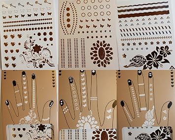 Flash Temporary Tattoos - Look Gorgeous & Feel Stylish - 10x Better Than Makeup or Henna Body Paints - Custom Jewelry Designs in Gold, Black and Silver Glitters 5X4
