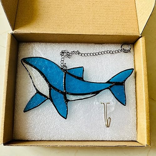 Miniatura 6 de Teesalfync Decoración de ballena para colgar en la ventana de cristal azul, decoración costera para dormitorio, mar, playa, decoración costera,